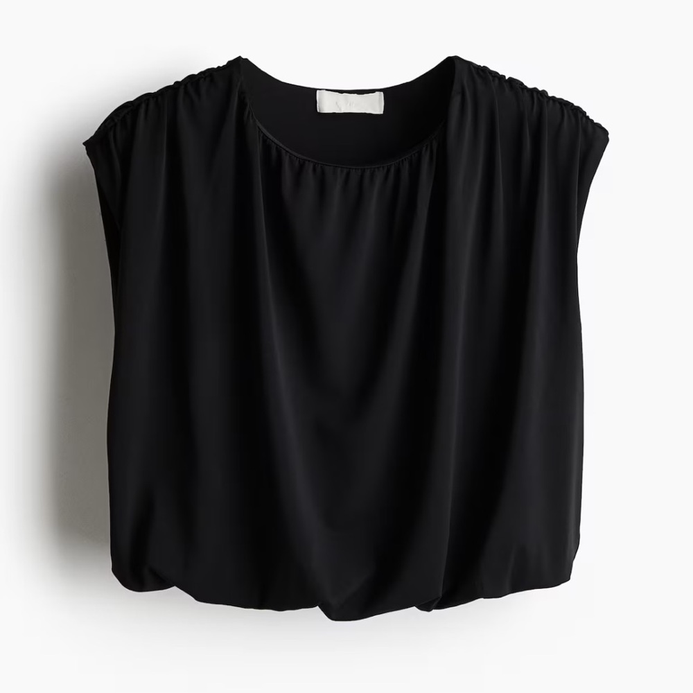 H&M DRAPED BLACK CROPPED TOP NWT Large
